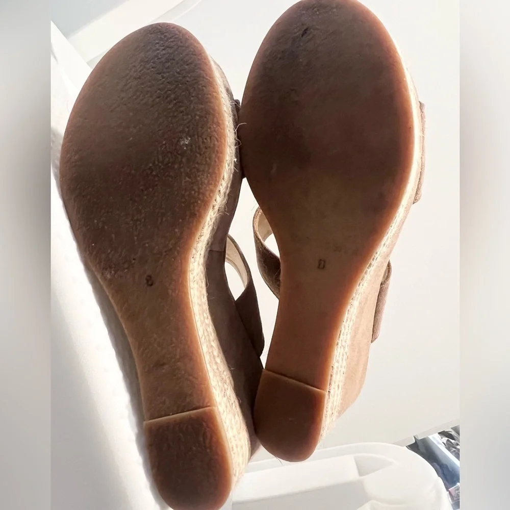 Matt Bernson 8 Icaria Platform Wedge Espadrilles in Tan Suede EUC Made In Spain